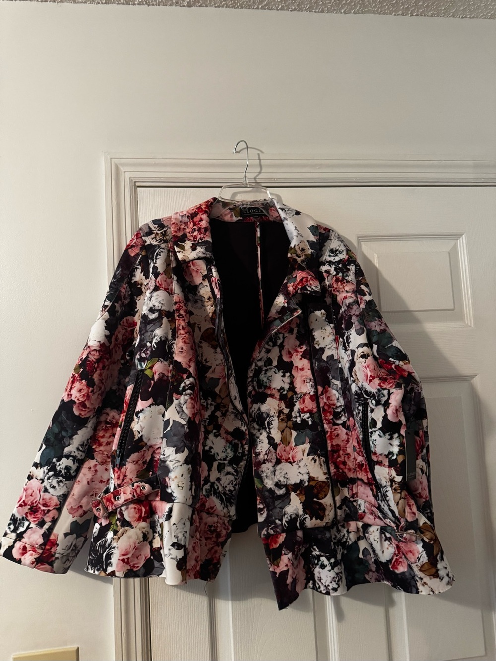 Eloquii Floral Print Women’s Jacket Blazer- Pink & Black
